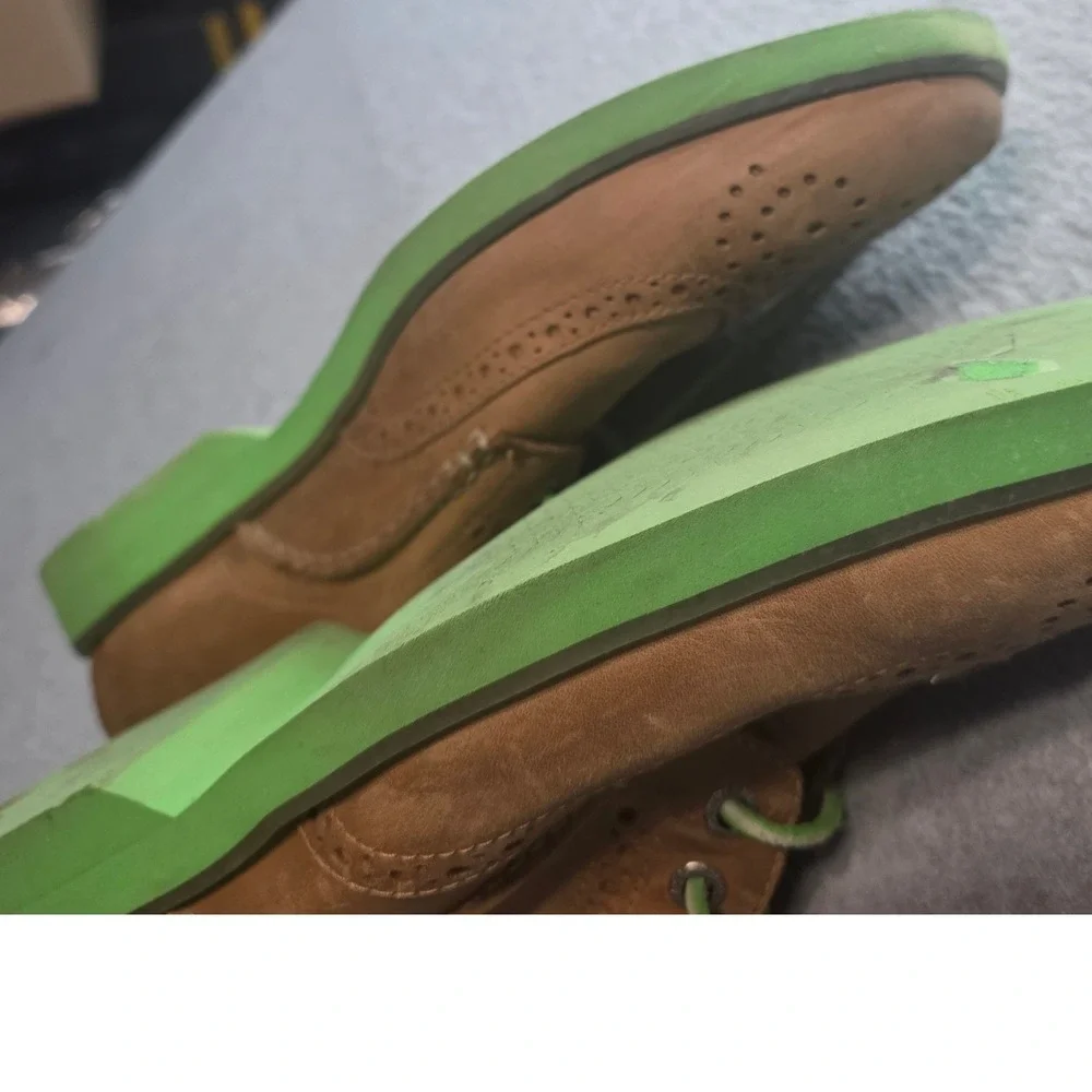 Sperry Top-Sider Mens Wingtip‎ Oxford Brogue Dress Shoes Tan Green 10.5